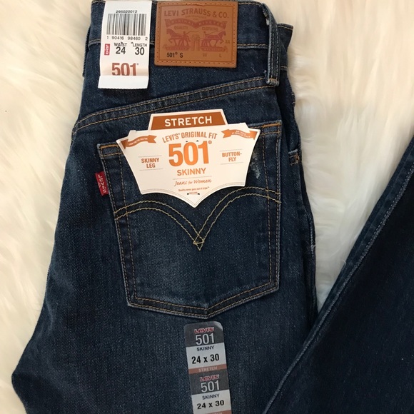 NWT LEVI’S 501 Skinny High Rise Button Fly jeans - Picture 3 of 8